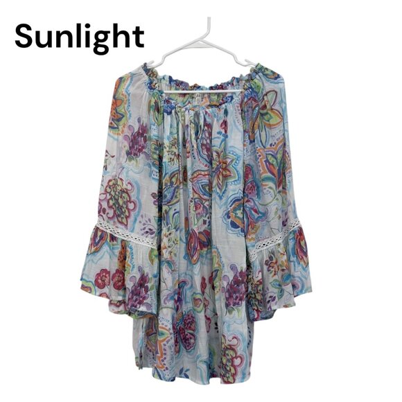 Spense Womens Floral Bohemian Blouse 1X/1X Rayon Polyester Blend Colorful Print - Picture 1 of 14